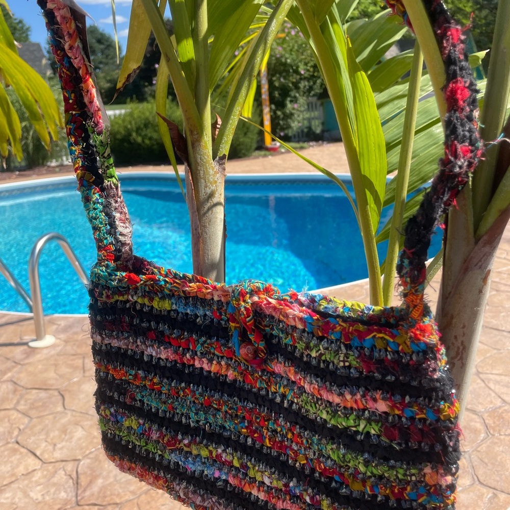 Handmade from recycled materials fair trade item made in Zambia colorful purse